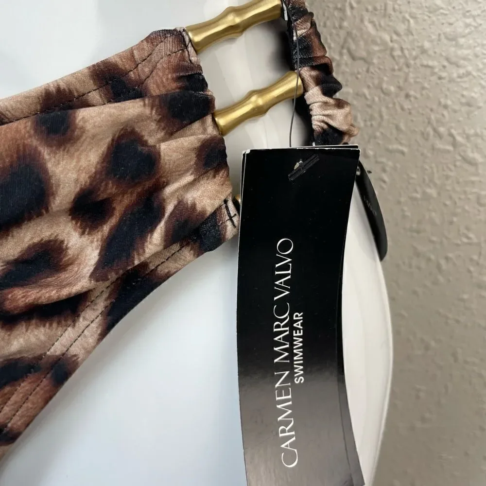 NWT Carmen Marc Valvo Tiger Print Bikini Bottoms Size L